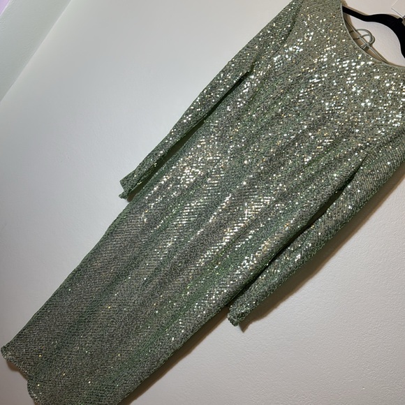 ASOS DESIGN Tall embellished sequin pencil midi dress Green Size size US 12 - Picture 13 of 14
